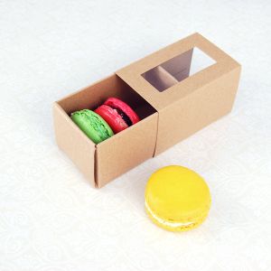 3 Macaron Kraft Brown Window Boxes($1.25/pc x 25 units)