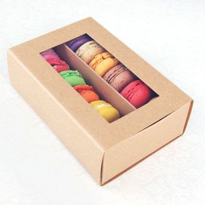 12 Macaron Kraft Brown Window Boxes ($2.30/pc x 25 units)