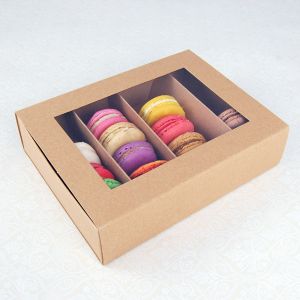 24 Macaron Kraft Brown Window Boxes ($2.80/pc x 25 units)