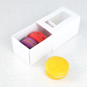 3 White Window Macaron Boxes($1.25/pc x 25 units)