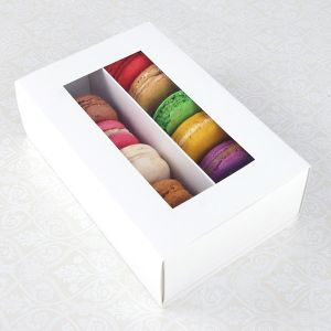 12 Macaron White Window Boxes ($2.30/pc x 25 units)